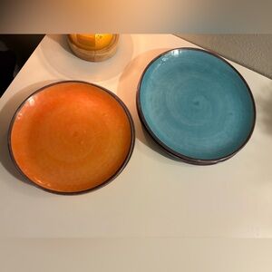 8pc Orange and Blue Kitchen Plates